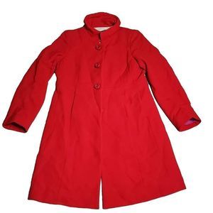 J crew wool blend red statement button long line women's coat